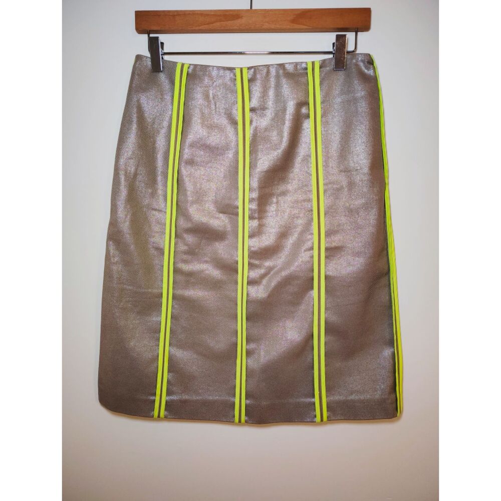 Mila Schön Concept Metallic Skirt Neon Piping Futurecore Cybercore Rocker Y2K